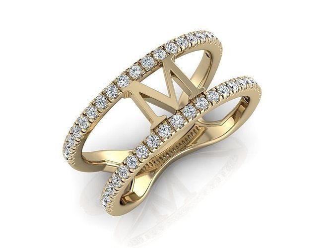 Jewelry Alphabet Ring M 3D print model