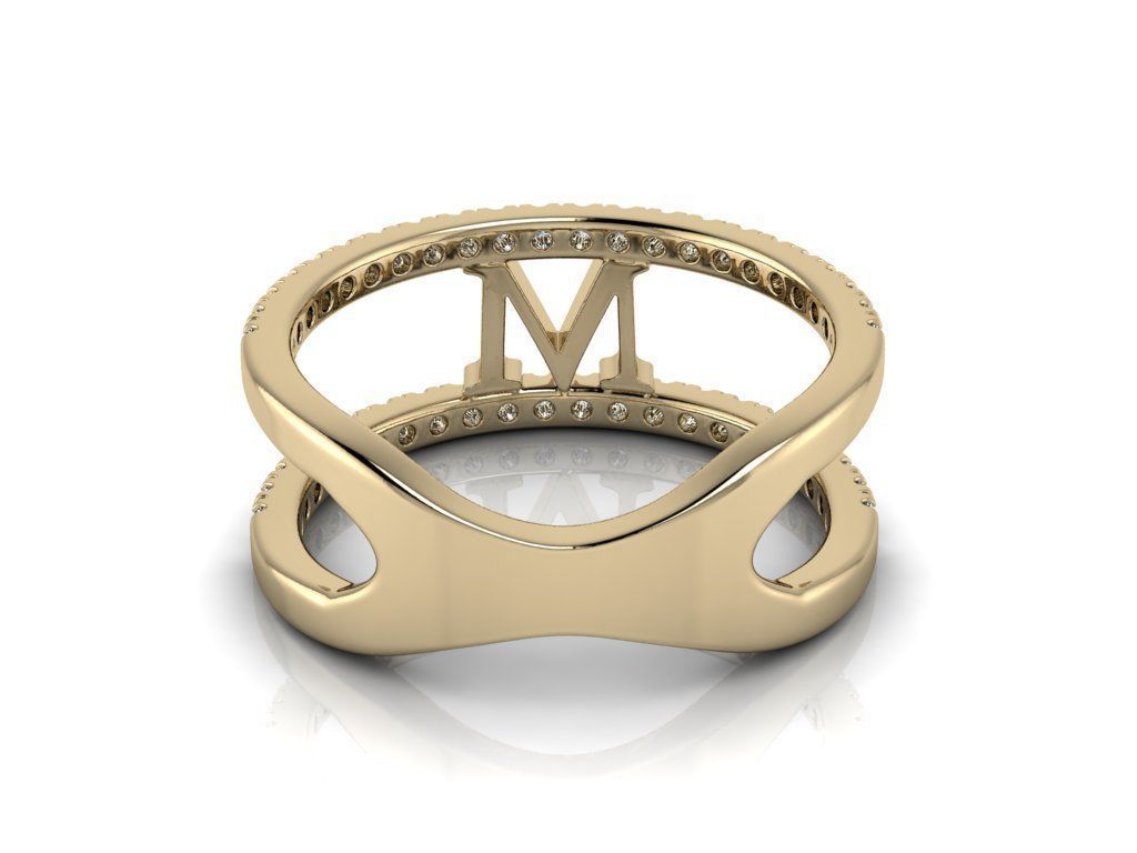 Jewelry Alphabet Ring M 3D print model_12