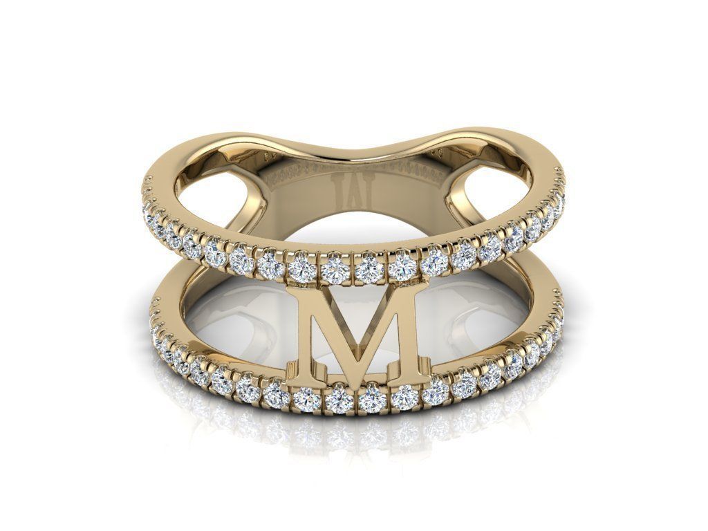 Jewelry Alphabet Ring M 3D print model_11