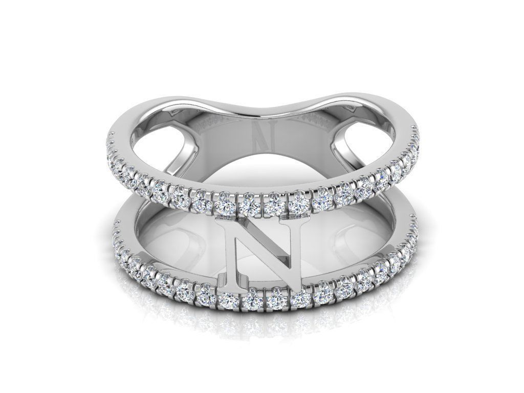 Jewelry Alphabet Ring N 3D print model_8