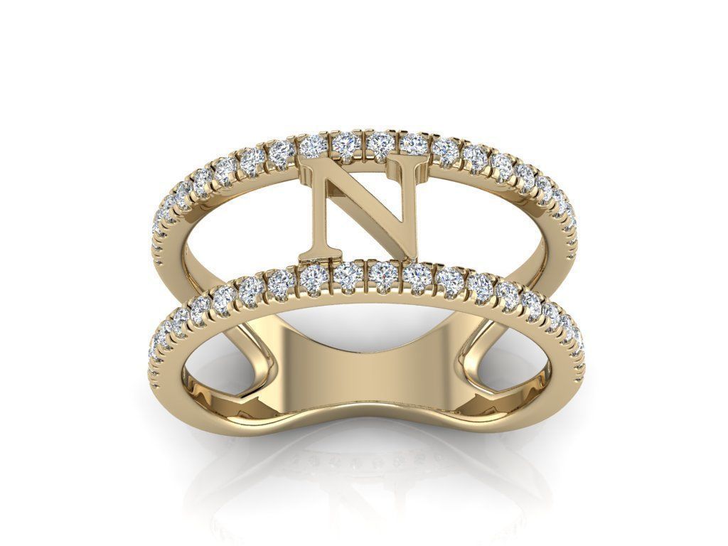 Jewelry Alphabet Ring N 3D print model_10