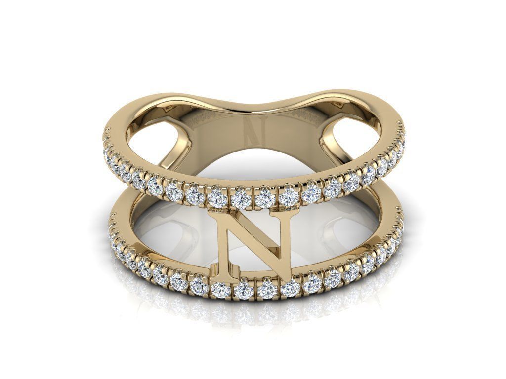 Jewelry Alphabet Ring N 3D print model_11