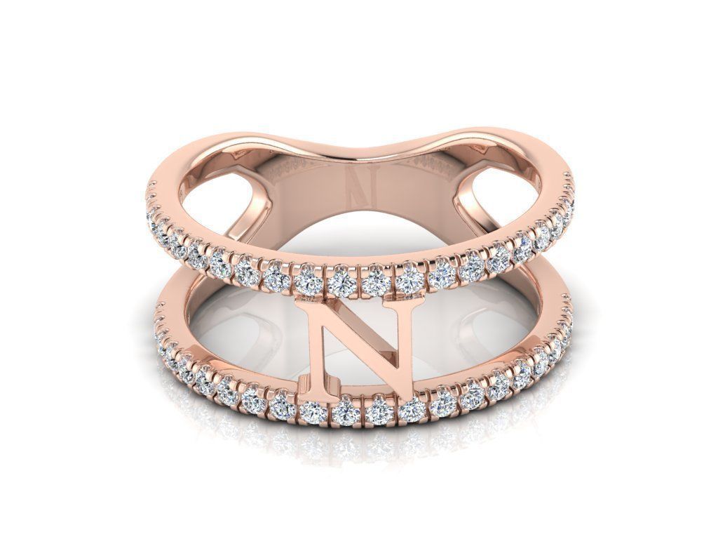 Jewelry Alphabet Ring N 3D print model_4