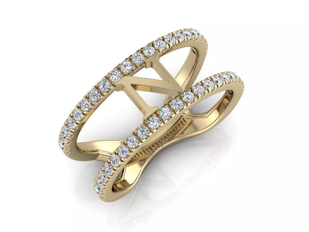 Jewelry Alphabet Ring N 3D print model_0