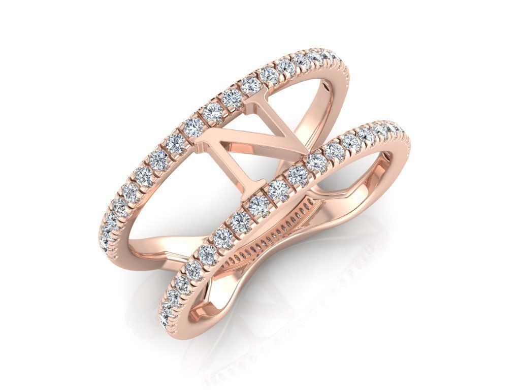 Jewelry Alphabet Ring N 3D print model_2