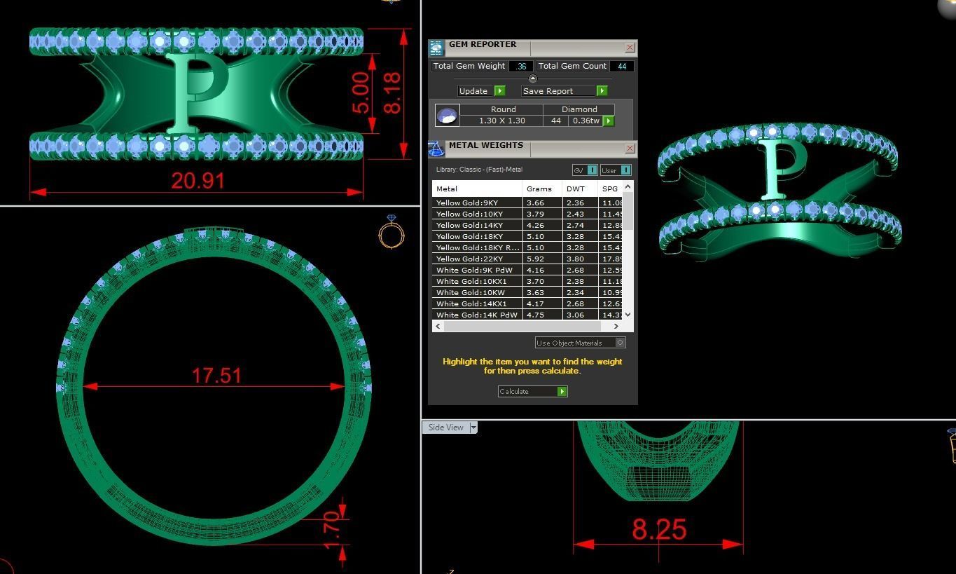 Jewelry Alphabet Ring P 3D print model_1