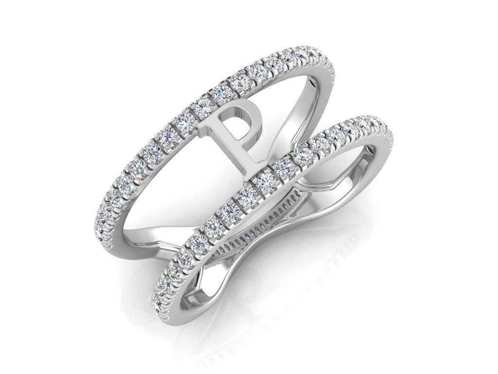 Jewelry Alphabet Ring P 3D print model_6