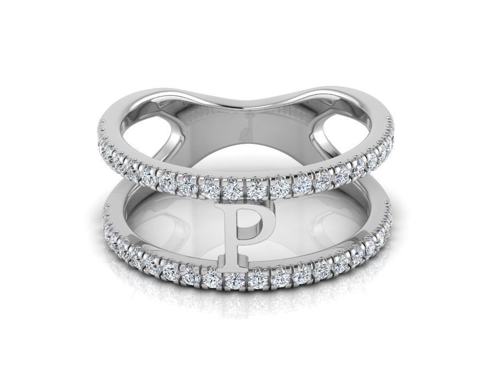 Jewelry Alphabet Ring P 3D print model_8