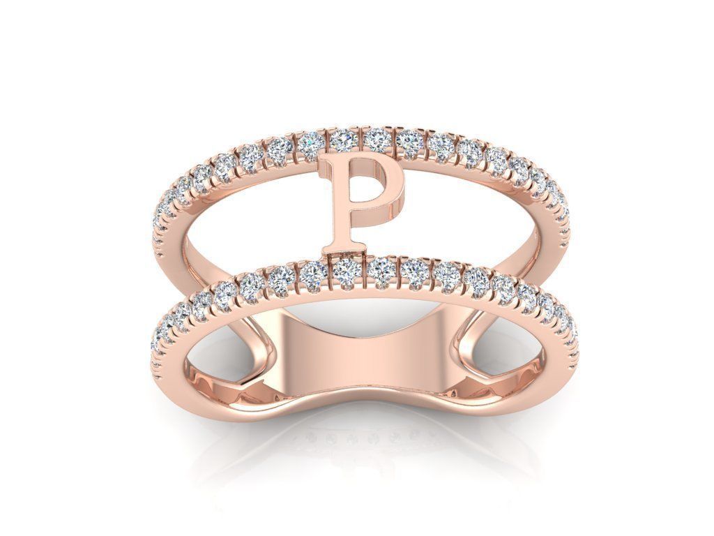 Jewelry Alphabet Ring P 3D print model_3