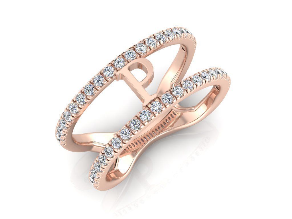 Jewelry Alphabet Ring P 3D print model_2