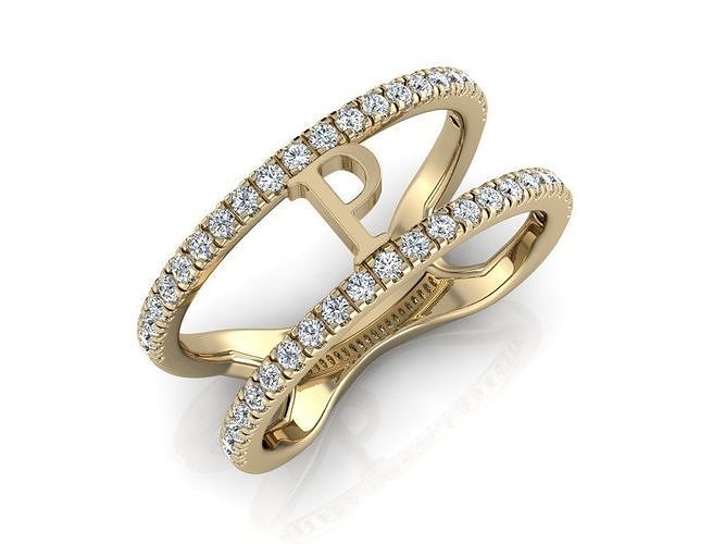 Jewelry Alphabet Ring P 3D print model