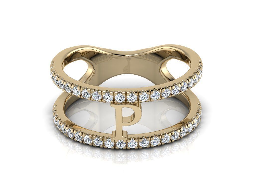 Jewelry Alphabet Ring P 3D print model_11