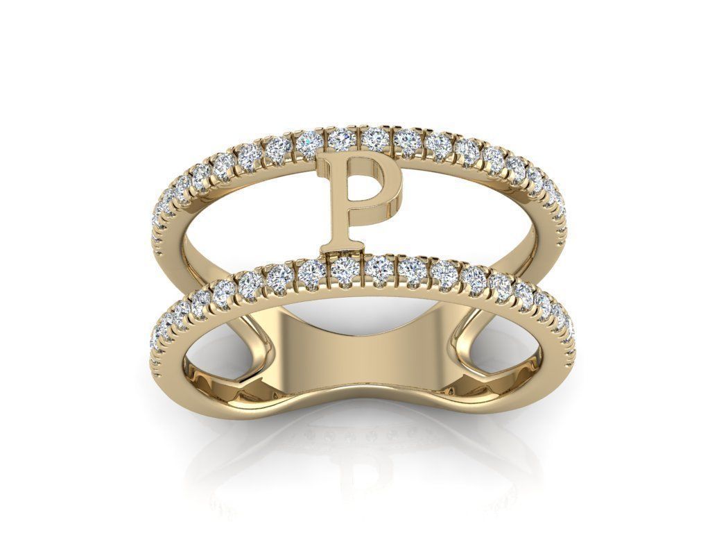 Jewelry Alphabet Ring P 3D print model_10