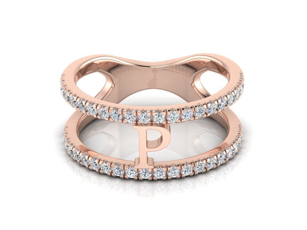 Jewelry Alphabet Ring P 3D print model_4