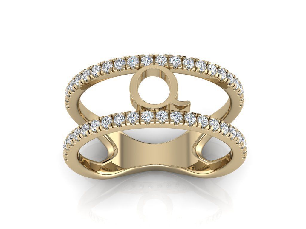 Jewelry Alphabet Ring Q 3D print model_10