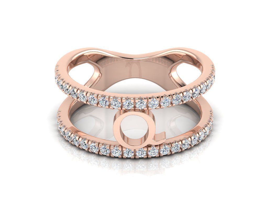 Jewelry Alphabet Ring Q 3D print model_4