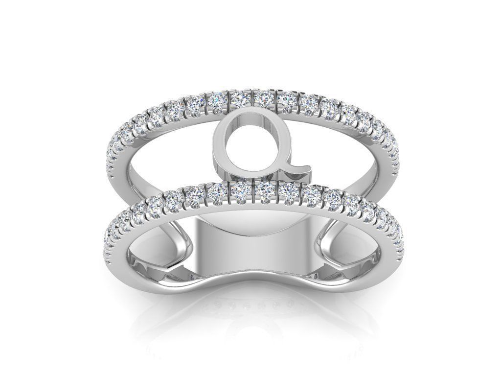 Jewelry Alphabet Ring Q 3D print model_7