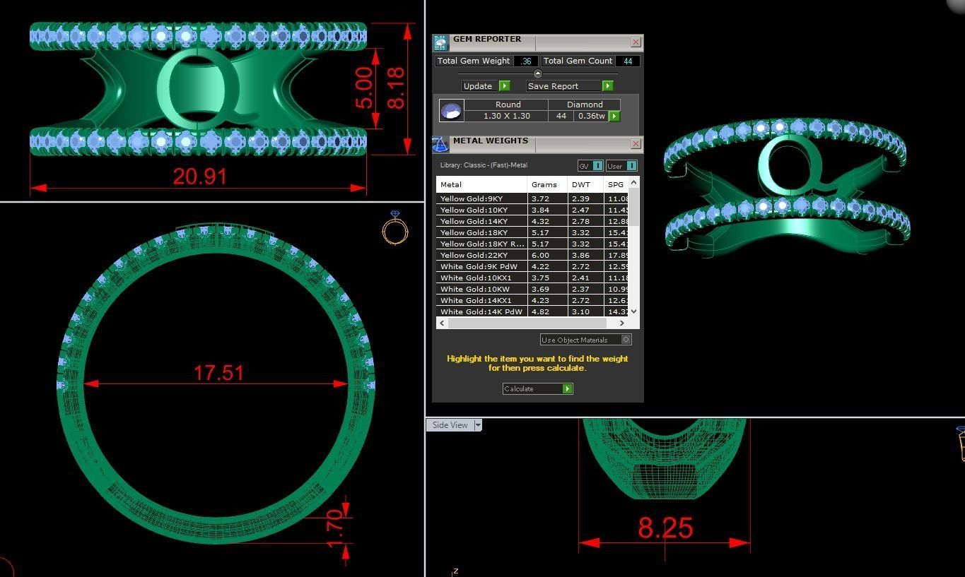 Jewelry Alphabet Ring Q 3D print model_1