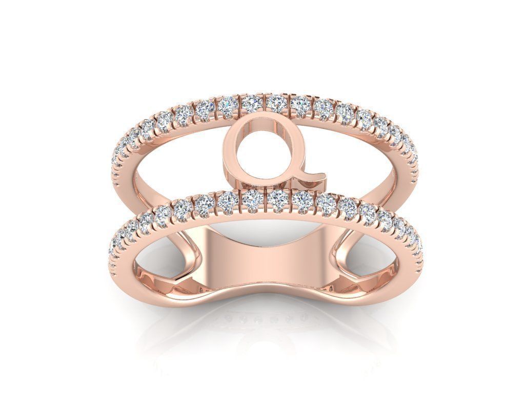 Jewelry Alphabet Ring Q 3D print model_3