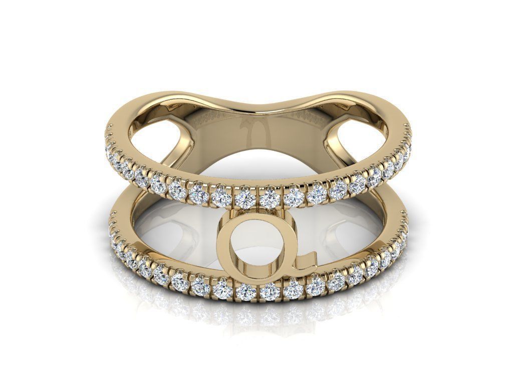 Jewelry Alphabet Ring Q 3D print model_11