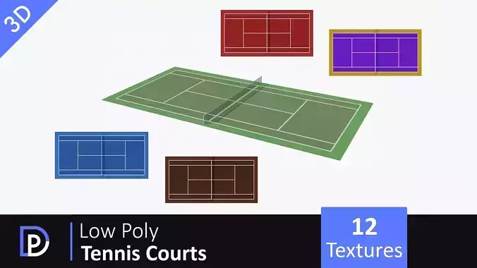 Tennis Courts Pack Low-poly 3D model