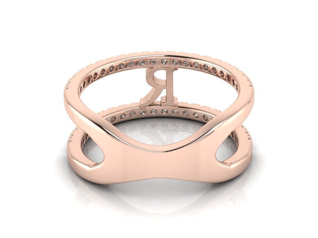 Jewelry Alphabet Ring R 3D print model_5