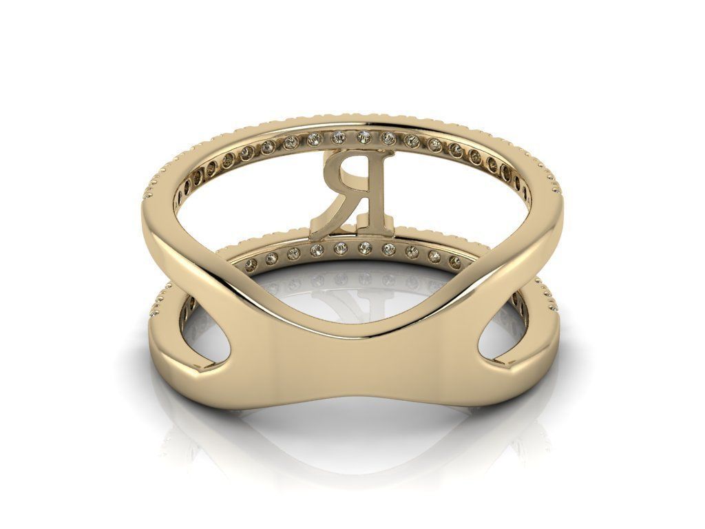 Jewelry Alphabet Ring R 3D print model_12