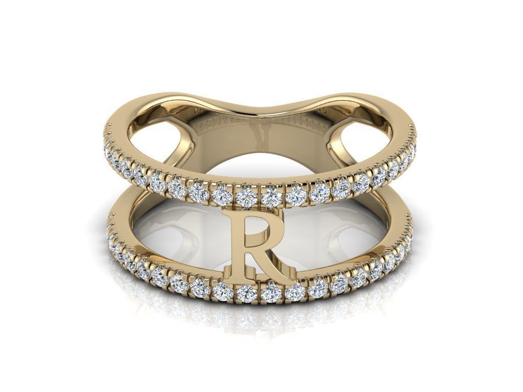 Jewelry Alphabet Ring R 3D print model_11
