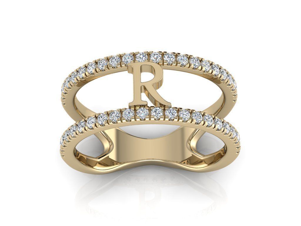 Jewelry Alphabet Ring R 3D print model_10