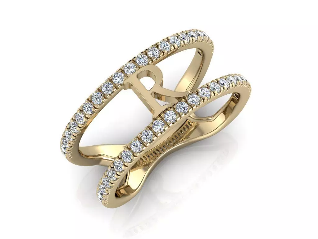 Jewelry Alphabet Ring R 3D print model_0