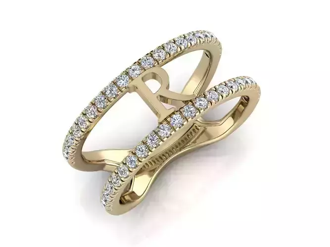 Jewelry Alphabet Ring R 3D print model