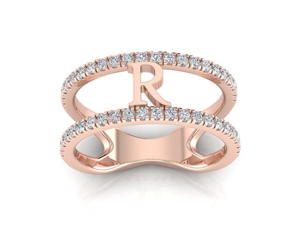 Jewelry Alphabet Ring R 3D print model_3