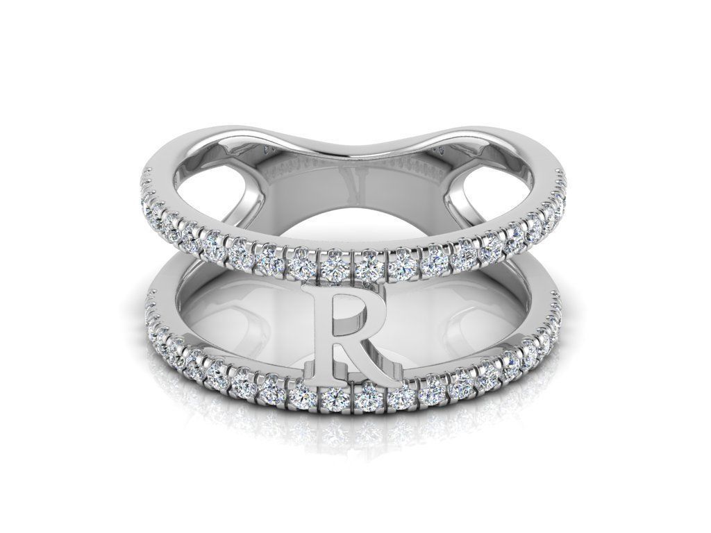 Jewelry Alphabet Ring R 3D print model_8