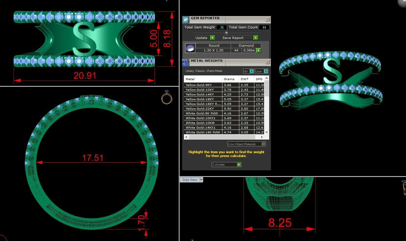 Jewelry Alphabet Ring S 3D print model_1