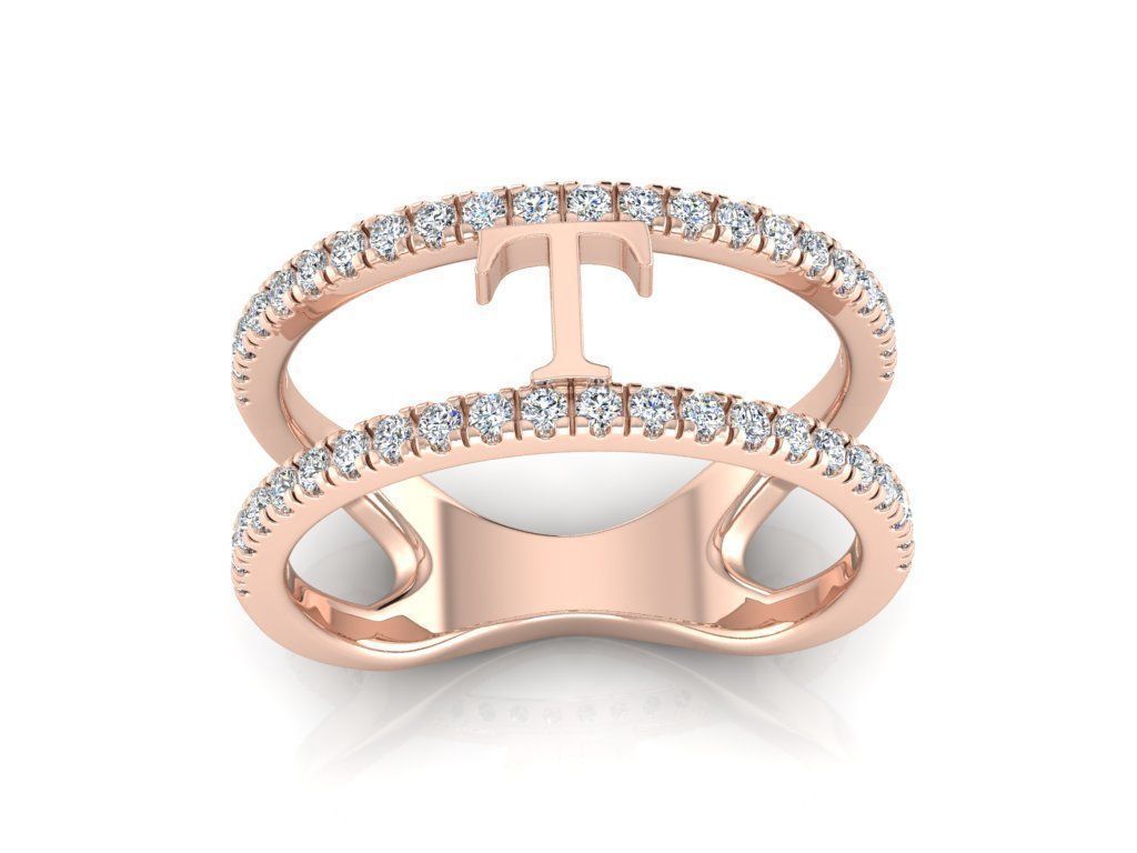 Jewelry Alphabet Ring T 3D print model_3