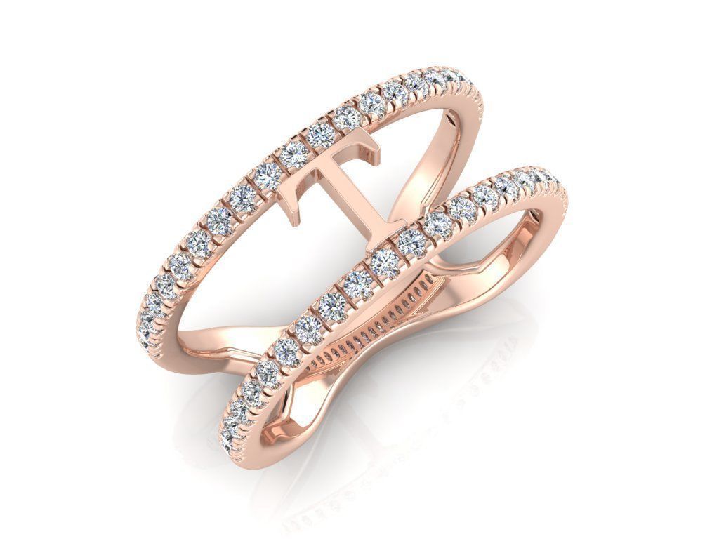 Jewelry Alphabet Ring T 3D print model_2