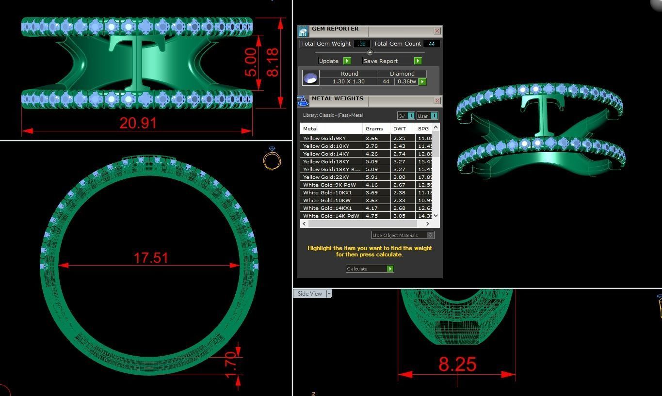 Jewelry Alphabet Ring T 3D print model_1