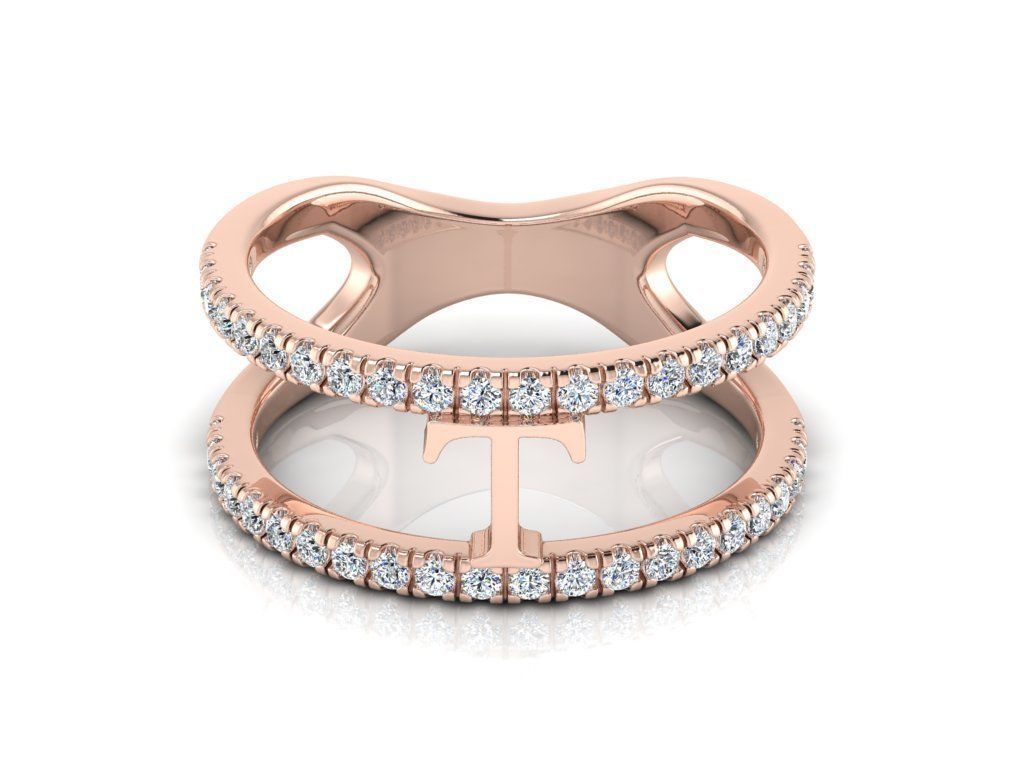 Jewelry Alphabet Ring T 3D print model_4