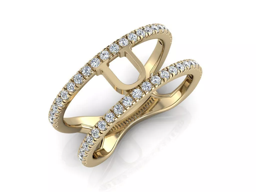 Jewelry Alphabet Ring U 3D print model