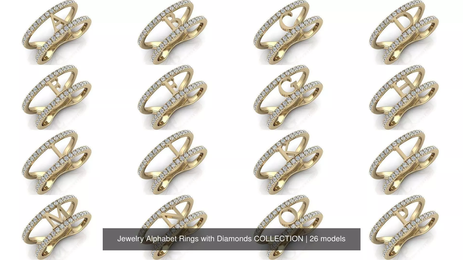 Alphabet Jewelry Rings with Diamonds COLLECTION _0