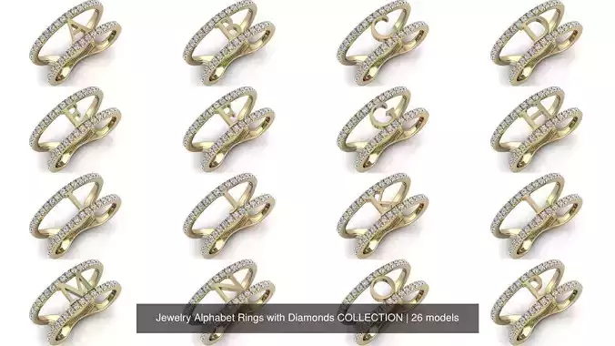 Alphabet Jewelry Rings with Diamonds COLLECTION 