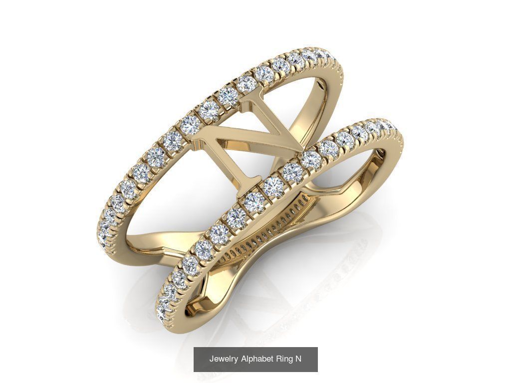 Alphabet Jewelry Rings with Diamonds COLLECTION _17