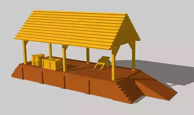 Wooden Style Loading Dock by Outland Models 3D Printable 3D print model