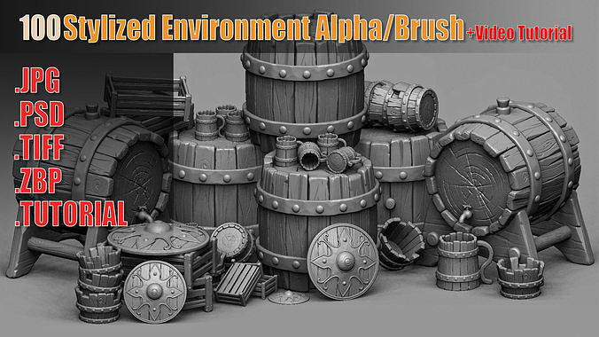 100 Stylized Environment Alpha Brush Video Tutorial Texture
