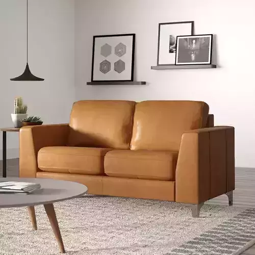 Shupe Leather Match Square Arm Loveseat - 3 colour