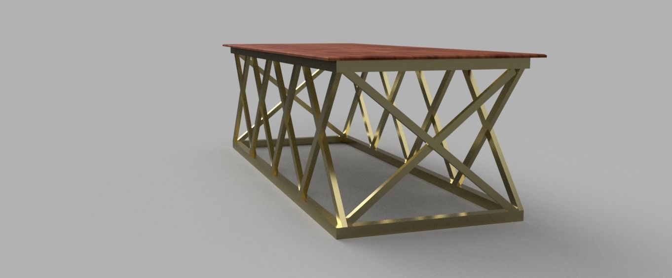 Table 2 side with metal base and wooden top 3D model_2