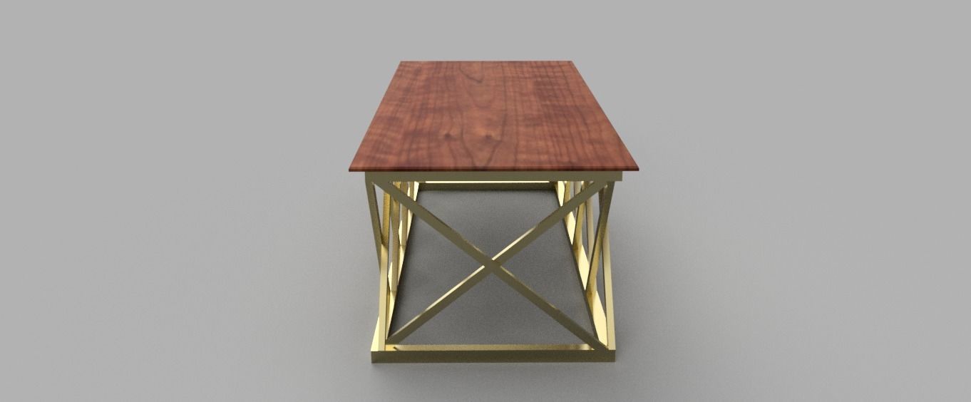 Table 2 side with metal base and wooden top 3D model_1