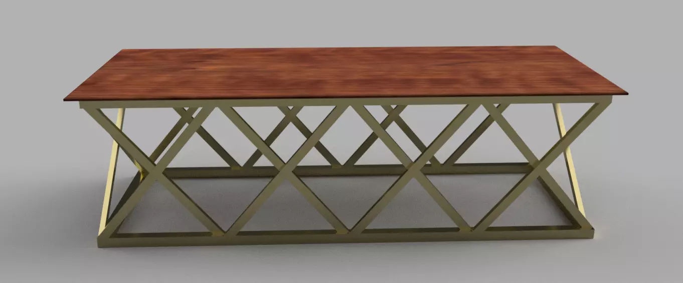 Table 2 side with metal base and wooden top 3D model_0