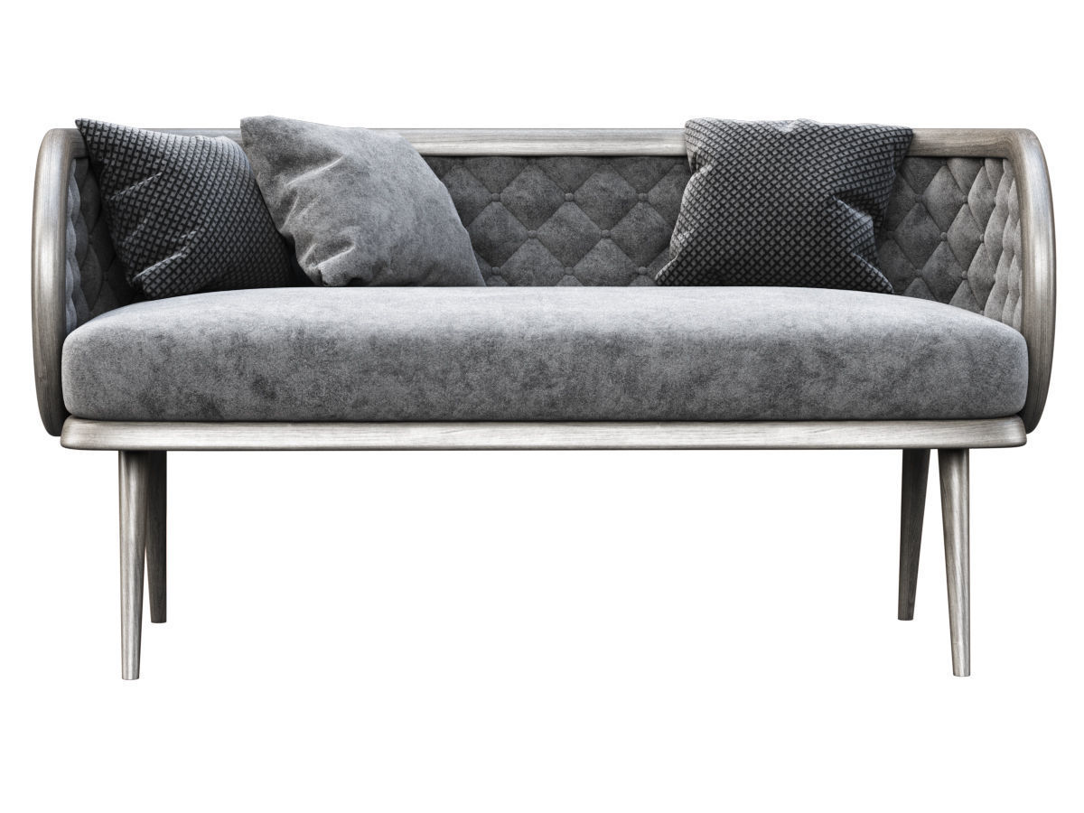 Victoria velour two-seater restaurant sofa VC16  3D model_3