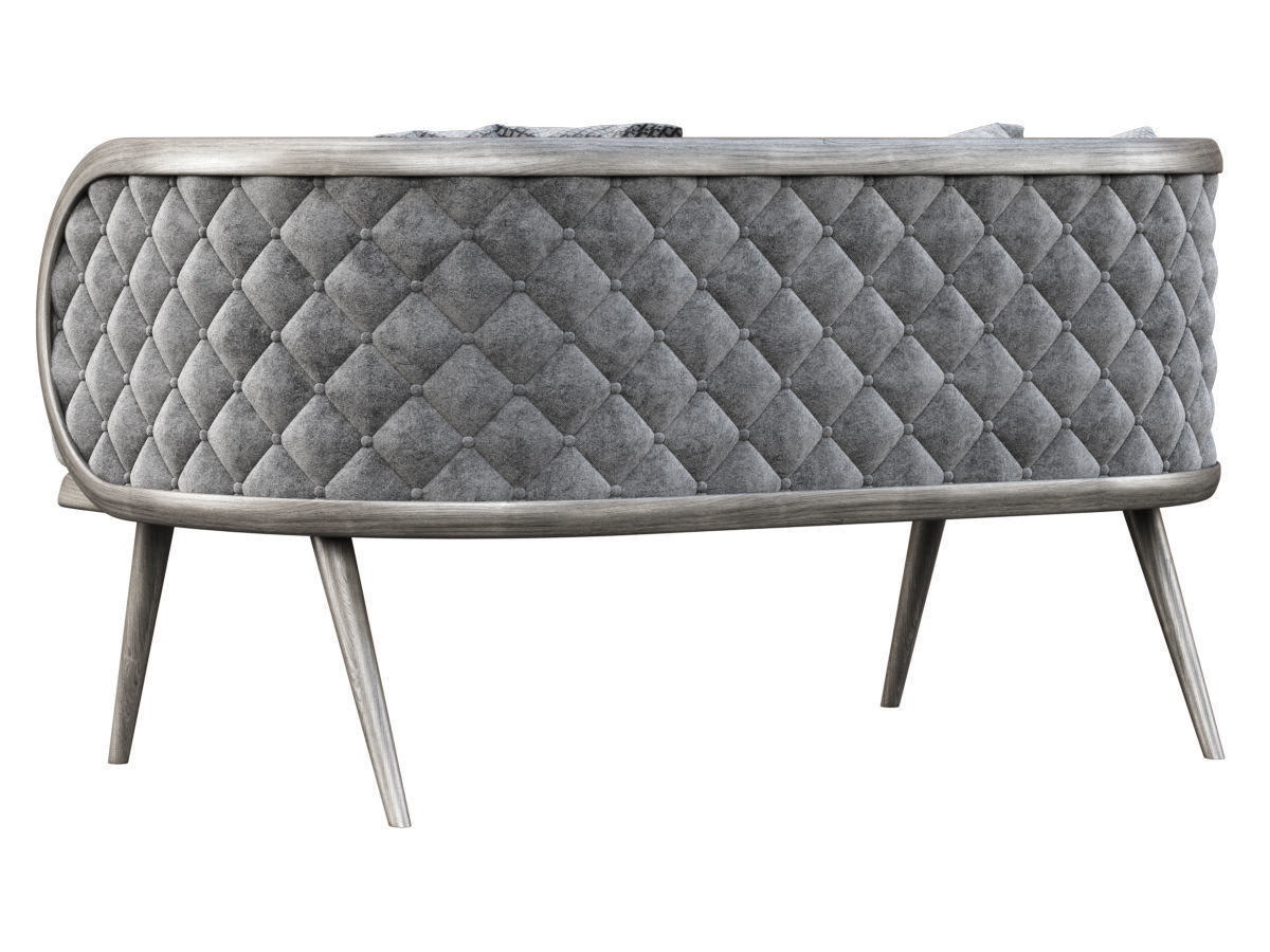 Victoria velour two-seater restaurant sofa VC16  3D model_4